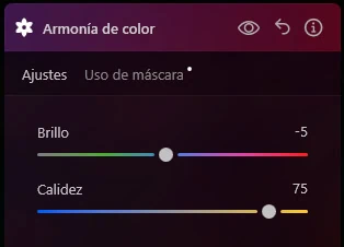 ajustes de color en Luminar Neo