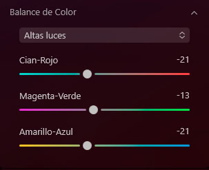 Armonía de Color, balance de color altas luces, Luminar NEO