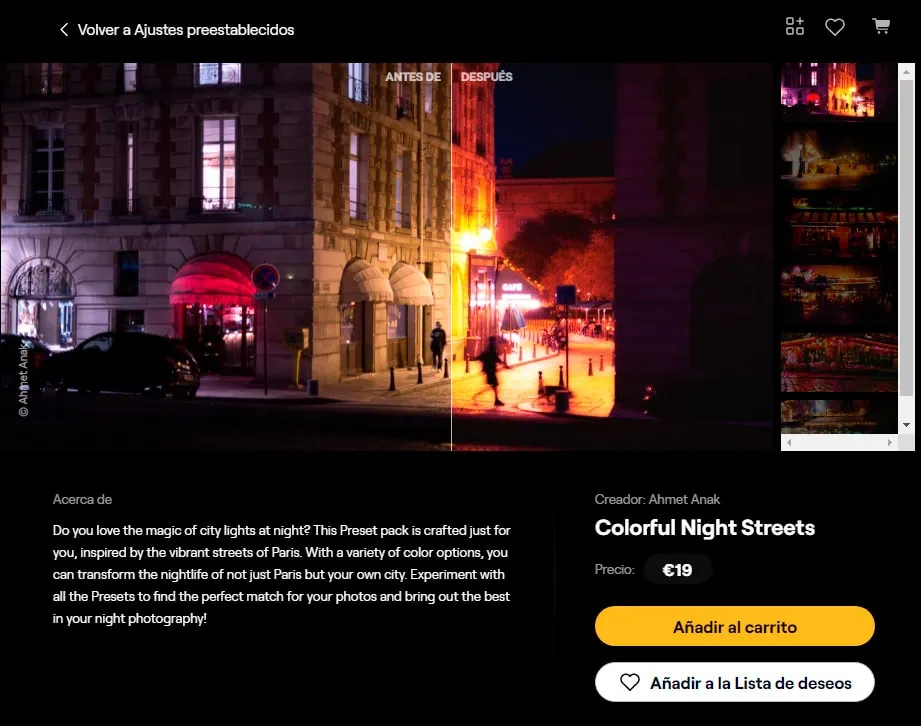 Presets con IA Luminar marketplace compra de ajustes preestablecidos