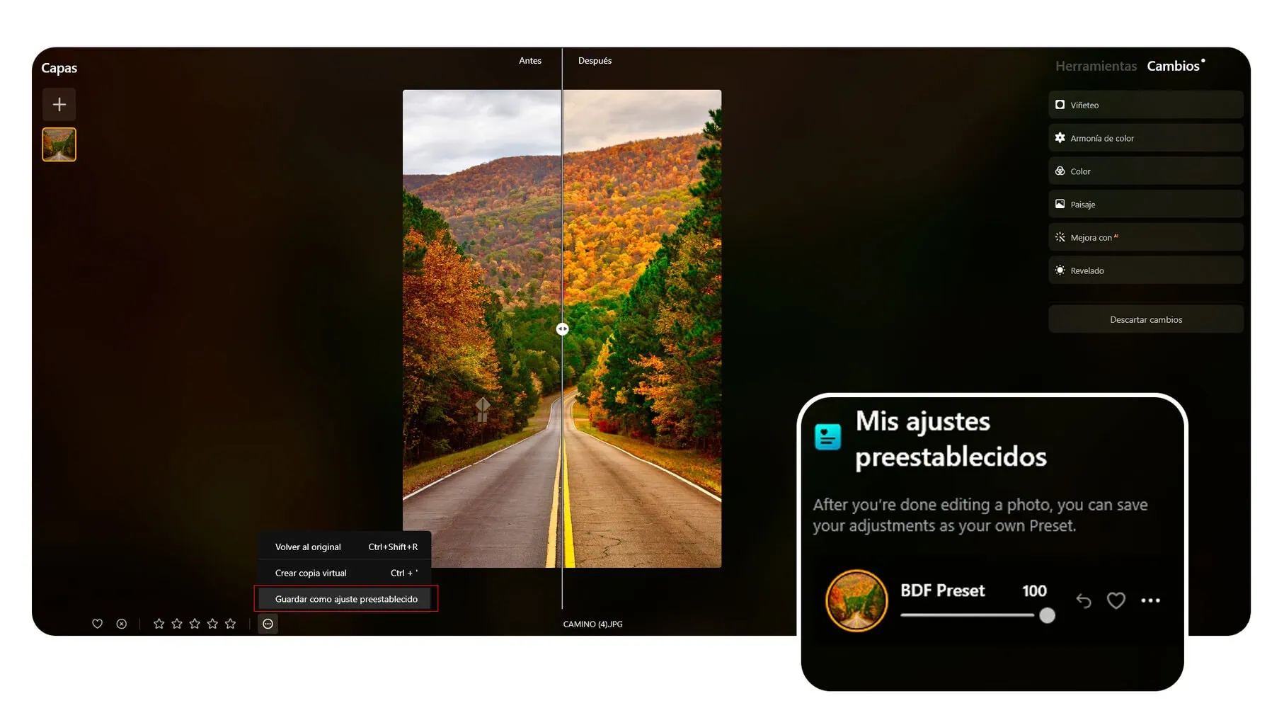 Presets con IA Luminar personalizados