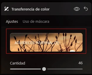 transferencia de color en Luminar NEO