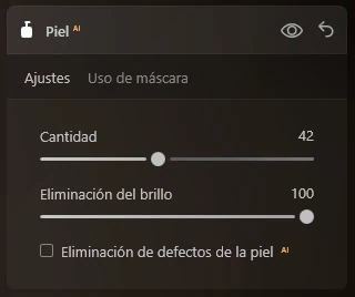 ajustes de piel AI en Luminar NEO