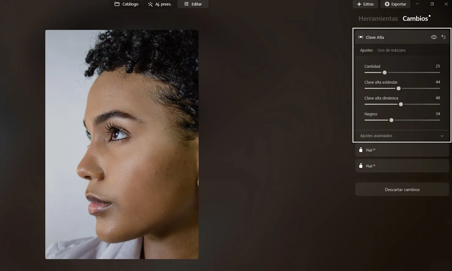 Ajustes de clave alta en retratos con Luminar NEO