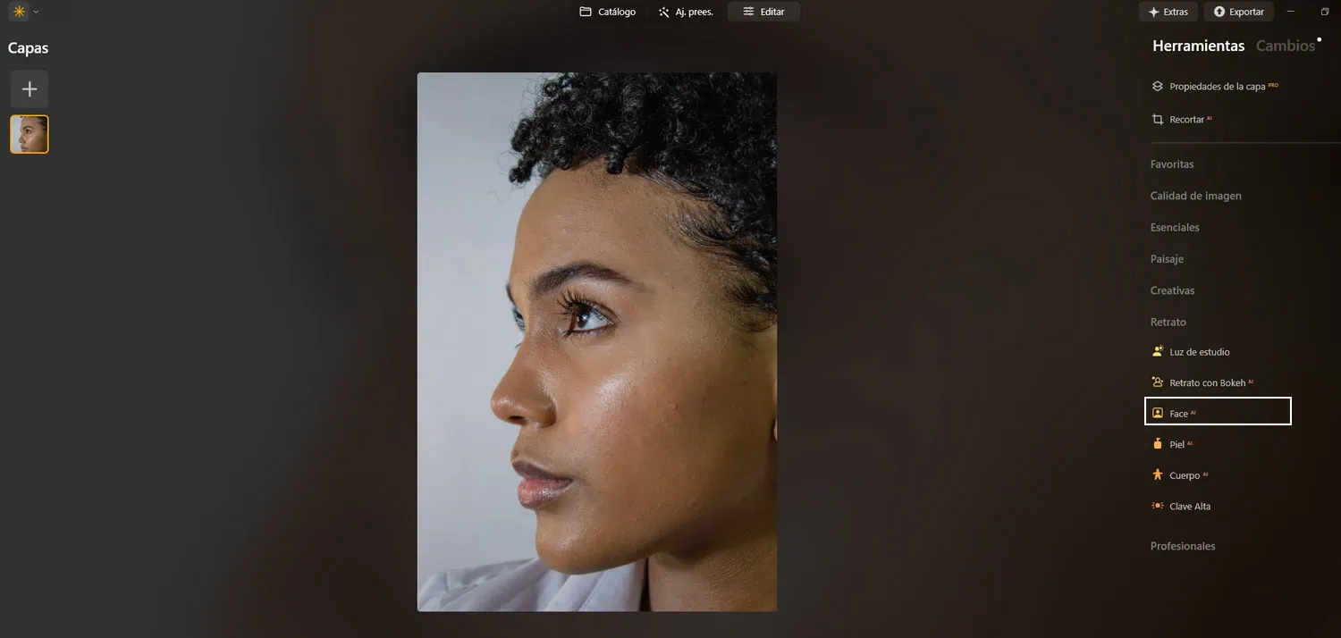 ajuste de retrato en Luminar NEO